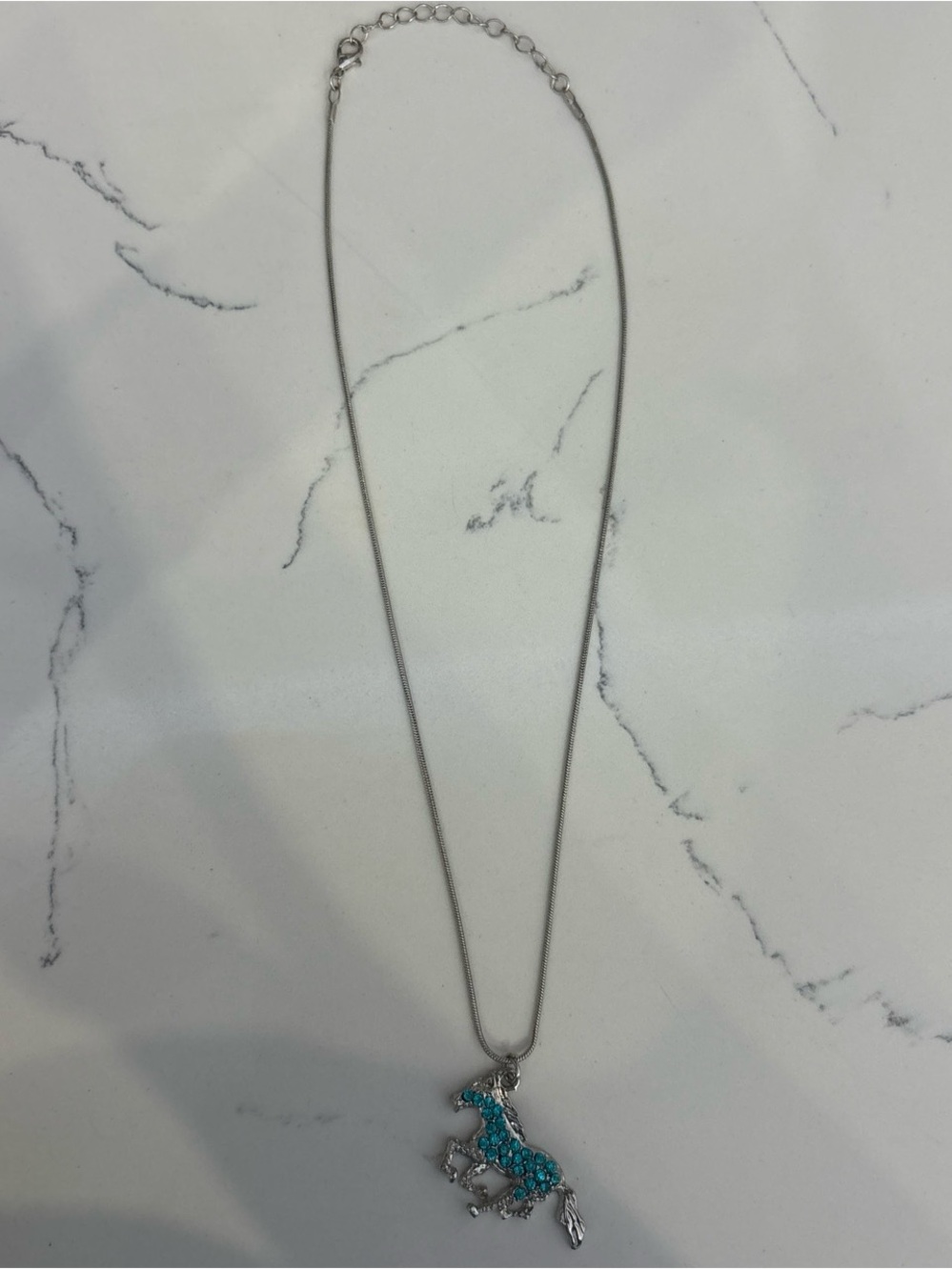 Silver Necklace with Turquoise Horse Pendant